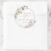 Sticker Rond Boho chic Merci rose floral roux (Sac)