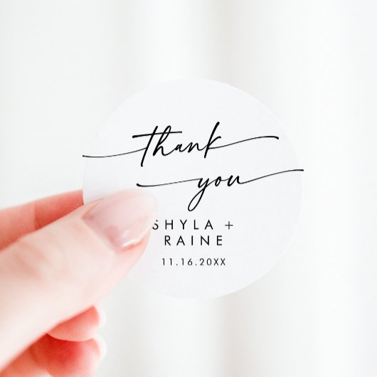 Sticker Rond Boho Chic Noir et Blanc Merci mariage Faveur