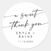 Sticker Rond Boho Chic noir et blanc Un Merci sucré Favoriser (Devant)