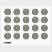 Sticker Rond Boho Chic Olive Green Lucky In Love Favoriser (Feuille)