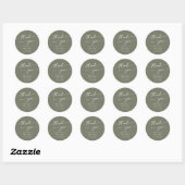 Sticker Rond Boho Chic Olive Green Merci Mariage Faveur (Feuille)