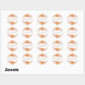 Sticker Rond Boho Chic Orange Floral Mariage (Feuille)