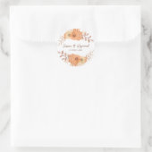 Sticker Rond Boho Chic Orange Floral Mariage (Sac)
