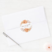 Sticker Rond Boho Chic Orange Floral Mariage (Enveloppe)