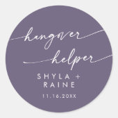 Sticker Rond Boho Chic Plum Purple Hangover Helper Favoriser (Devant)