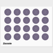 Sticker Rond Boho Chic Plum Purple Names Enveloppe Phoques (Feuille)