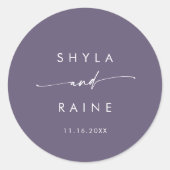 Sticker Rond Boho Chic Plum Purple Names Enveloppe Phoques (Devant)