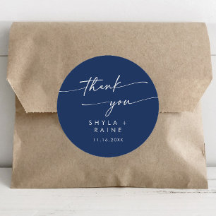 Sticker Rond Boho Chic Royal Bleu Merci mariage Faveur