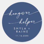Sticker Rond Boho Chic Royal Blue Hangover Helper Favoriser (Devant)