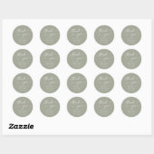 Sticker Rond Boho Chic Sage Vert Merci Mariage Faveur (Feuille)