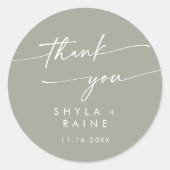 Sticker Rond Boho Chic Sage Vert Merci Mariage Faveur (Devant)