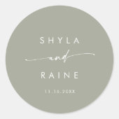 Sticker Rond Boho Chic Sage Vert Noms Enveloppe Phoques (Devant)