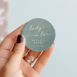 Sticker Rond Boho Chic Seafoam Turquoise Lucky In Love Favorise