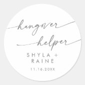 Sticker Rond Boho Chic Silver Grey Hangover Helper Favoriser (Devant)