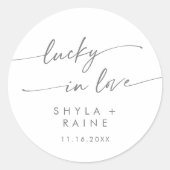 Sticker Rond Boho Chic Silver Grey Lucky In Love Favoriser (Devant)