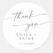 Sticker Rond Boho Chic Silver Grey Merci Mariage Faveur (Devant)