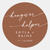 Sticker Rond Boho Chic Terracotta Hangover Helper Favoriser (Devant)