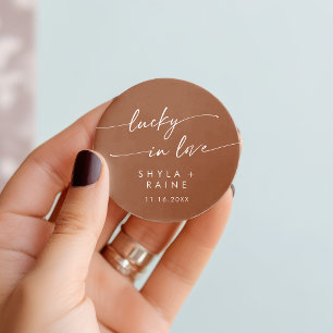 Sticker Rond Boho Chic Terracotta Lucky In Love Favoriser