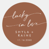 Sticker Rond Boho Chic Terracotta Lucky In Love Favoriser (Devant)