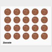 Sticker Rond Boho Chic Terracotta Merci Mariage Faveur (Feuille)