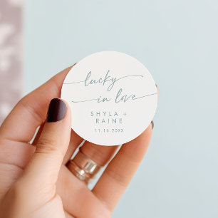 Sticker Rond Boho Chic Turquoise et blanc Lucky In Love Favoris