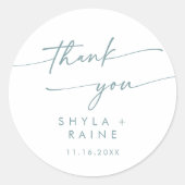 Sticker Rond Boho Chic Turquoise et blanc Merci mariage Faveur (Devant)