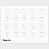 Sticker Rond Boho Chic Vert et Blanc Merci mariage Faveur (Feuille)