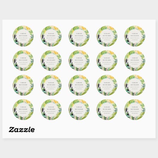 Sticker Rond Boho Chic Vert Feuillage Tropical Botanique (Feuille)