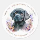 Sticker Rond Boho Chien Chien en Terracotta Baby shower Merci (Devant)