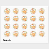 Sticker Rond Boho Citrouille Automne Baby shower Aquarelle Wrea (Feuille)