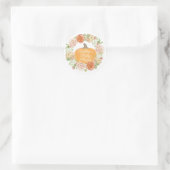 Sticker Rond Boho Citrouille Automne Baby shower Aquarelle Wrea (Sac)