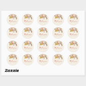 Sticker Rond Boho Citrouille tombe amoureux avec Baby shower (Feuille)