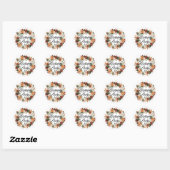 Sticker Rond Boho Citrouille Wreath Automne fête d'anniversaire (Feuille)