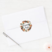 Sticker Rond Boho Citrouille Wreath Automne fête d'anniversaire (Enveloppe)