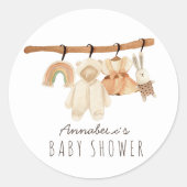 Sticker Rond Boho Clothesline Girl Baby shower (Devant)