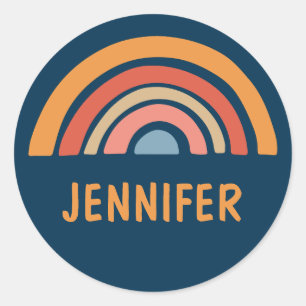 Sticker Rond Boho coloré design arc-en-ciel