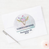 Sticker Rond Boho crâne avec Florals mariage Enregistrer la dat (Enveloppe)