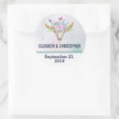 Sticker Rond Boho crâne avec Florals mariage Enregistrer la dat (Sac)