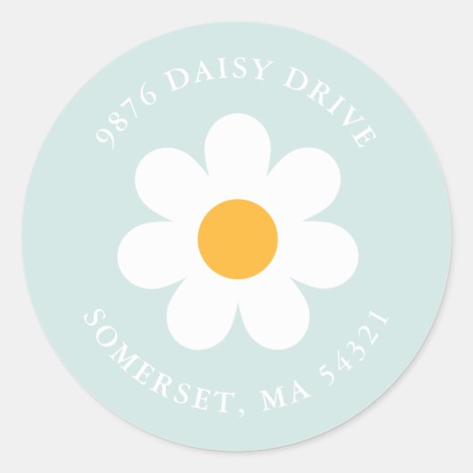 Sticker Rond Boho Daisy Anniversaire Fête Adresse de retour (Devant)