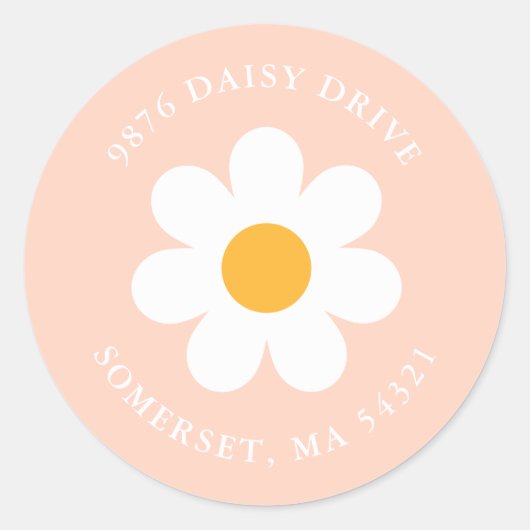 Sticker Rond Boho Daisy Anniversaire Fête Adresse de retour (Devant)