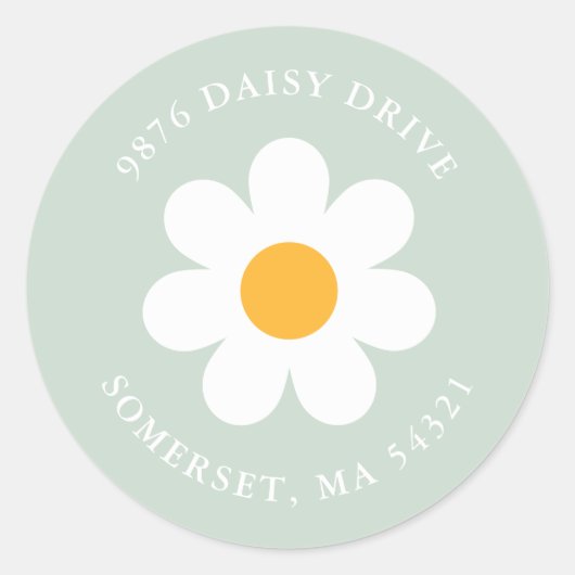 Sticker Rond Boho Daisy Anniversaire Fête Adresse de retour (Devant)