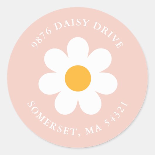 Sticker Rond Boho Daisy Anniversaire Fête Adresse de retour (Devant)