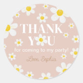 Sticker Rond Boho Daisy Bloom Girl Anniversaire (Devant)