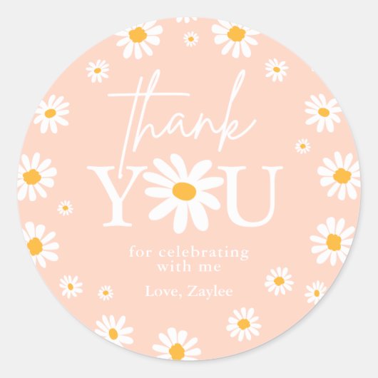 Sticker Rond Boho Daisy Deux Fêtes Sauvages 2e Anniversaire Fav (Devant)