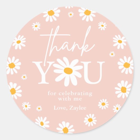 Sticker Rond Boho Daisy Deux Fêtes Sauvages 2e Anniversaire Fav (Devant)