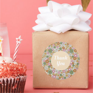 Sticker Rond Boho Daisy Flowers les années 70 Floral Super