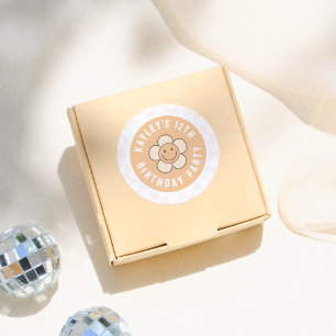 Sticker Rond Boho Daisy Super Retro Fille fête d'anniversaire