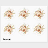 Sticker Rond Boho d'automne Burange Orange Mariage de jardin (Feuille)