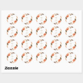Sticker Rond Boho d'automne Burnt Orange Floral Mariage (Feuille)