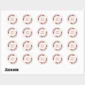 Sticker Rond Boho de Bourgogne Rose Floral Pampas Mariage (Feuille)